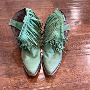 Liberty Black Snip Toe Fringe Ankle Booties!